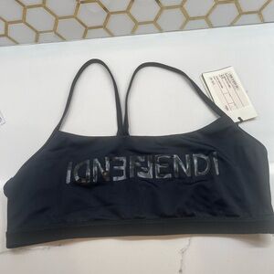 NWT FENDI Loungewear Sports Bra with Mesh Stretch Large Lingerie logo print top